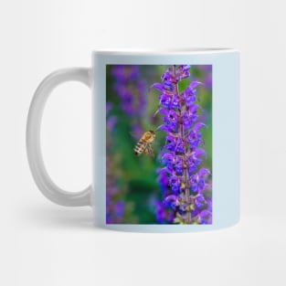Bee approaching an ornamental sage plant Mug